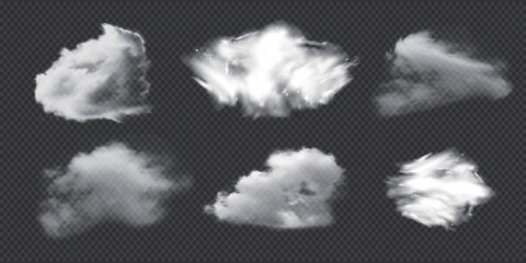 Wall Mural - realistic isolated cloud on transparent background. vector set of realistic isolated fluffy cloud. i