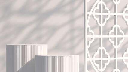 Wall Mural - 3d background chinese style podium and light shadow for product and branding presentation. 3d render