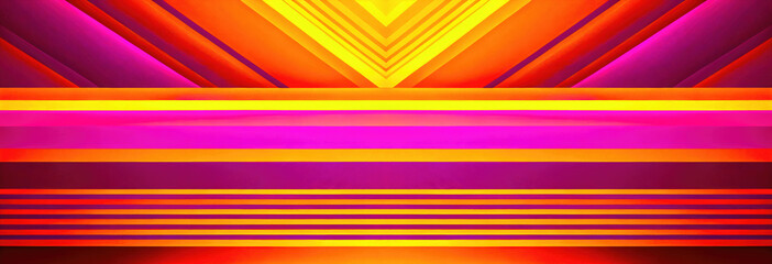 Aufkleber - Panoramic background, banner of yellow and pink stripes. Abstract pattern, ai generation