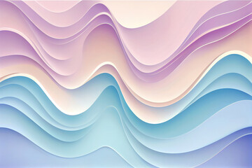 Wall Mural - abstract pastel background with curved paper layers, by 3d style illustration, ai generation