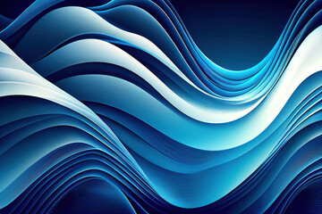 Aufkleber - abstract blue background with curved paper layers, by 3d style illustration, ai generation