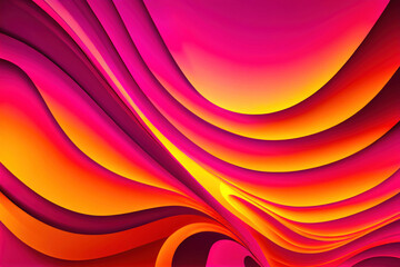 Aufkleber - abstract orange pink background with curved paper layers, by 3d style illustration, ai generation