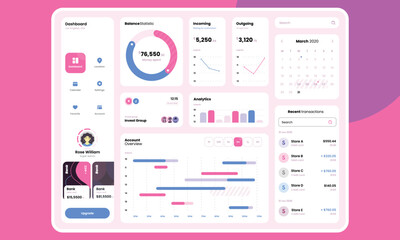 Wall Mural - UI Cards Design Graphic Elements for Web