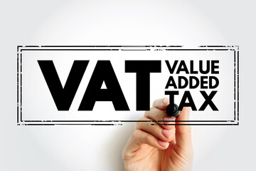 Poster - vat value added tax - type of tax that is assessed incrementally, acronym text stamp
