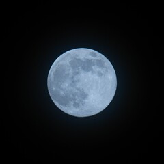 Sticker - Beautiful view of a full moon in the dark sky at night in Norway