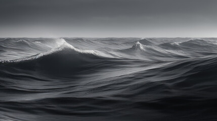 Wall Mural - Seascape, A Dark Cinematic Landscape of Towering Waves. Gen AI