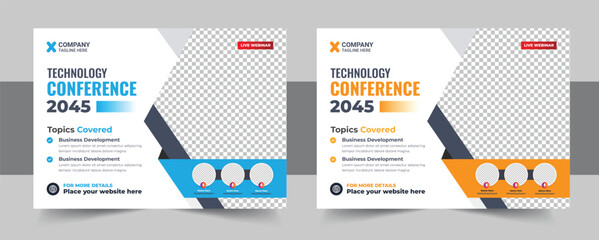 Wall Mural - business conference template banner design corporate seminar, corporate horizontal business conferen