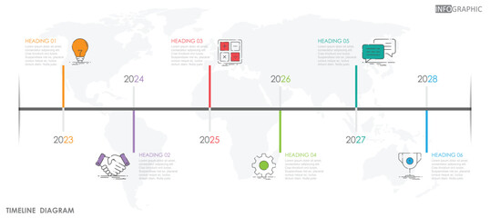 timeline diagram abstract element project week Infographic template for business. 6 step modern finance workflow Timeline diagram with presentation vector timeline roadmap infographic.	