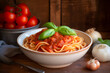 spaghetti with marinara sauce and basil