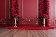 © SVasco - Weeding valentine day love scenario background decorated with red roses Generative AI Illustration