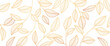 Luxury golden nature vector background. Botanical leaf pattern, Golden Tropical with line art design for wall art, greeting card, wallpaper and print. vector illustration.