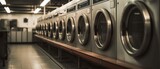 Fototapeta  - Laundry Machines in Laundromat - Generative ai
