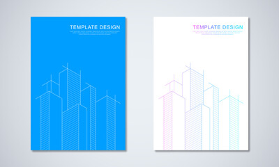 Wall Mural - architectural drawing with building construction for the book cover, brochure, flyer, poster, presen