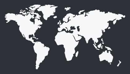 Wall Mural - white world map isolated on black background. vector illustration.