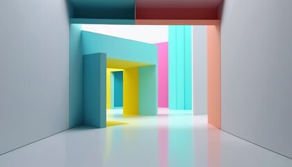 Generative AI render colorfull abstract room