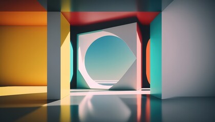 Poster - Generative AI render colorfull abstract room
