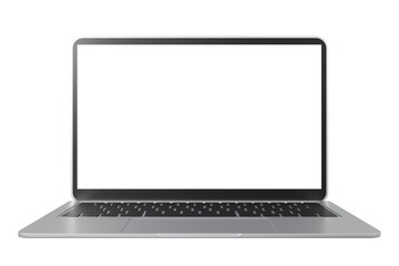 laptop with blank screen or mock up computer for apply screen display on web and app isolated on whi
