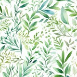 Fototapeta Sypialnia - Strong watercolor make organize , a composition of green clears out and branches Seamless pattern,AI generation