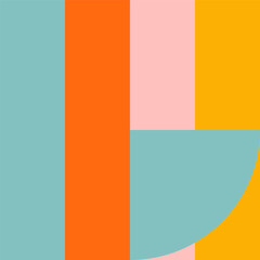 Poster - Simple geometric seamless pattern. Modern abstract background with circle, semi circle, square, rectangle stripe shapes in pastel colors.