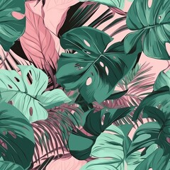  botanical opportunity organize, come full circle for organize and update, with plant foundation for prints and weaved works of craftsmanship . Seamless pattern, AI Generated