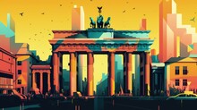 Illustration Of Brandenburg Gate Berlin, Generative AI