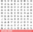 © ylivdesign - 100 jail icons set. Outline illustration of 100 jail icons vector set isolated on white background