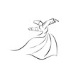 Sufi who performs the representative dance of the tradition of Sufism and Sufism. Vector illustration.