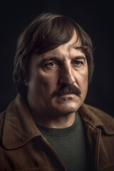 Poster - A close up of a person with a mustache. AI generative image