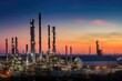 © Hanjin - Oil​ refinery​ with oil storage tank and petrochemical​ plant industrial background at twilight, oil and gas industry - Generative AI