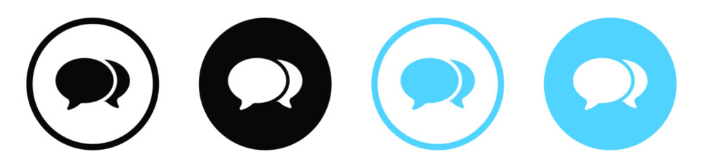 Poster - Chat message icon set. Two chat speech bubble icon. Communication icons - Conversation, chatting, talk message Bubble chat dialog box icon. Vector illustration