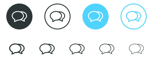Poster - Chat message icon set. Two chat speech bubble icon. Communication icons - Conversation, chatting, talk message Bubble chat dialog box icon. Vector illustration