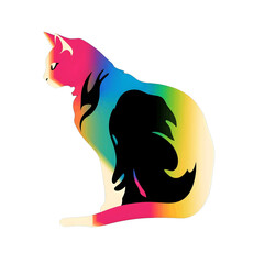 Wall Mural - Abstract Colorful Cat Silhouette Vector illustration, Generative AI