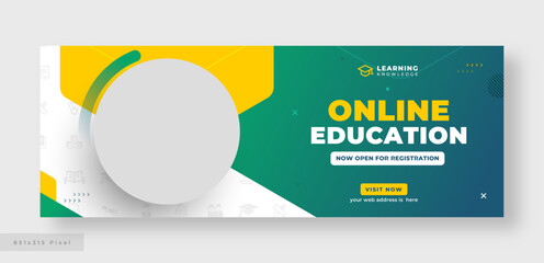 Wall Mural - Online education social media facebook cover or web banner