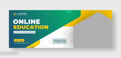 Wall Mural - online education social media facebook cover or web banner