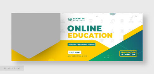 Wall Mural - Online education social media facebook cover or web banner