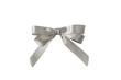 Silver satin silk ribbon tied bow isolated transparent png