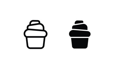 cream cupcake muffin icon illustration confectionery icon button, vector, sign, symbol, logo, illustration, editable stroke, flat design style isolated on white Sweet food