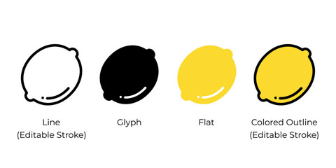 Aufkleber - lemon fruit vector icon set for website design, app, ui, isolated on white background. vector illust
