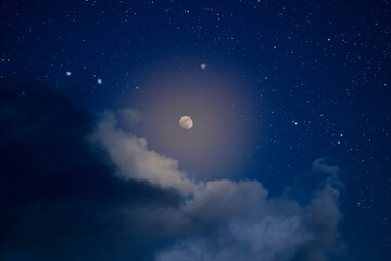Wall Mural - night sky with shining moon