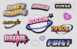 90s object design in pop and y2k style with emoji, star,heart