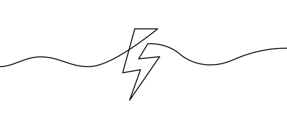 Wall Mural - Energy Lightning shape drawing by continuos line, thin line design vector illustration