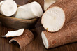 Fresh Organic Cassava Root - Manioc Esculenta; On White Background