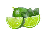 Fototapeta Nowy Jork - lime with leaf on transparent png