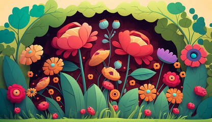 Poster - Floral background 3d. AI generated