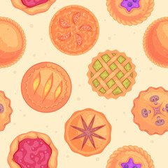 Poster - pie pattern. tasty food exact vector seamless background for textile design projects