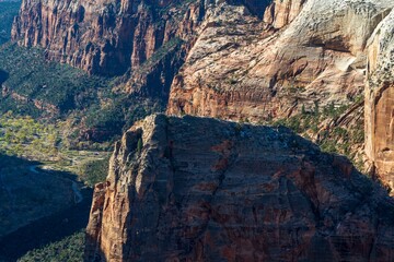 Poster - Beautiful view of red rock formations in Observation Point, Zion National Park, Utah, United States