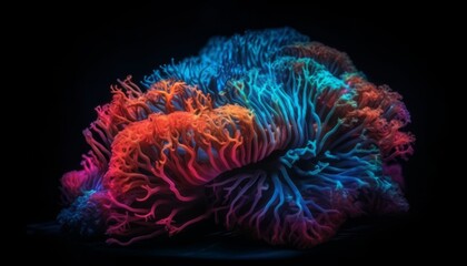 Sticker - Bright Neon Deep Sea Coral with High Detail, Generative AI