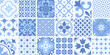 © LadadikArt - Modern portuguese tiles, floral kitchen mosaic patterns for decor walls or floor. Tiling decorations, ceramic moroccan, spanish racy vector elements