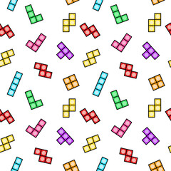 Wall Mural - Colorful tetris blocks seamless pattern