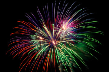 Poster - Colorful fireworks display. Generative AI